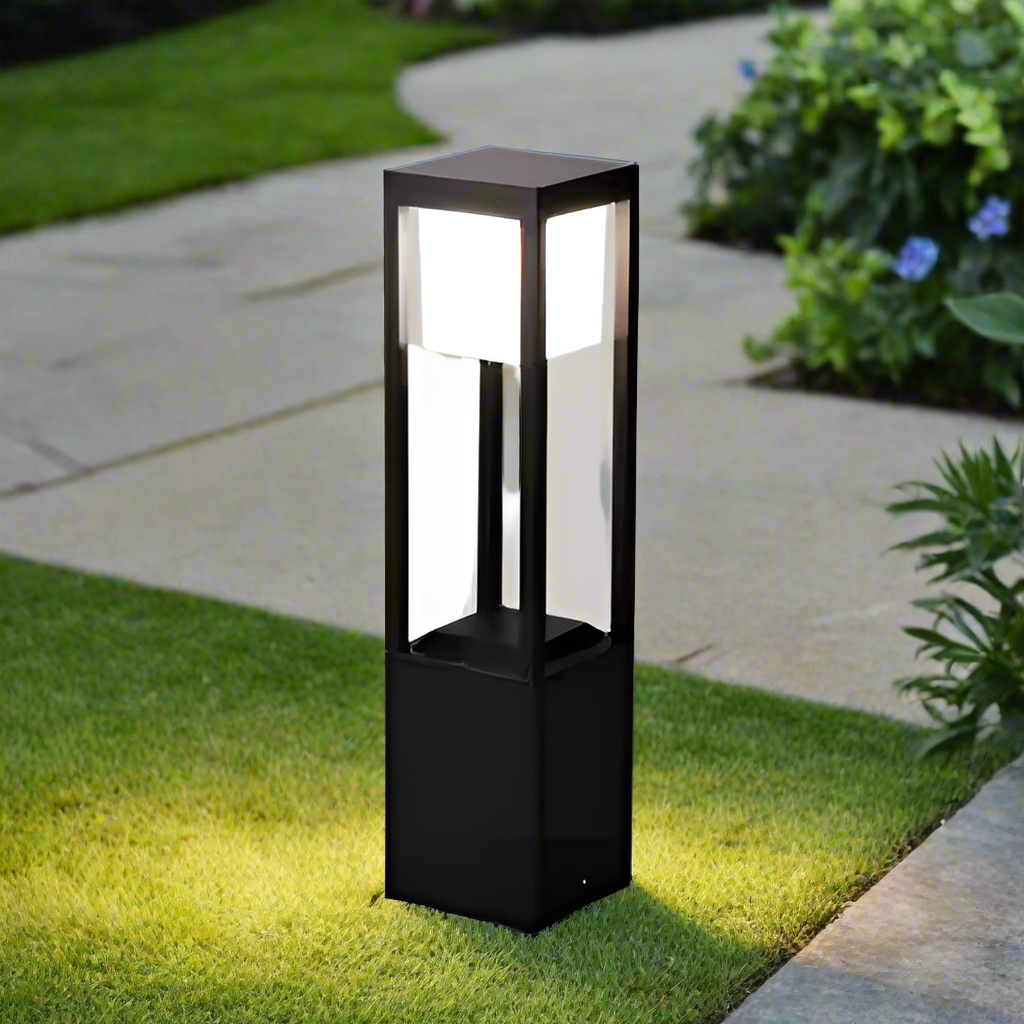 Zewnętrzna solarna lampa ścieżkowa z podświetloną górą