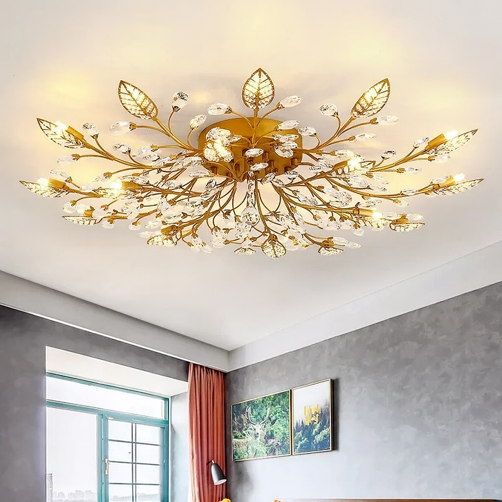 Minimalistyczna kryształowa lampa sufitowa