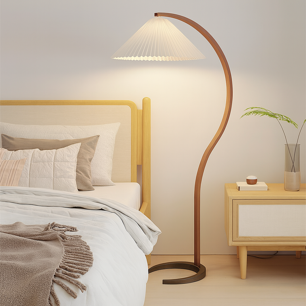 Nowoczesna zakrzywiona lampa podłogowa