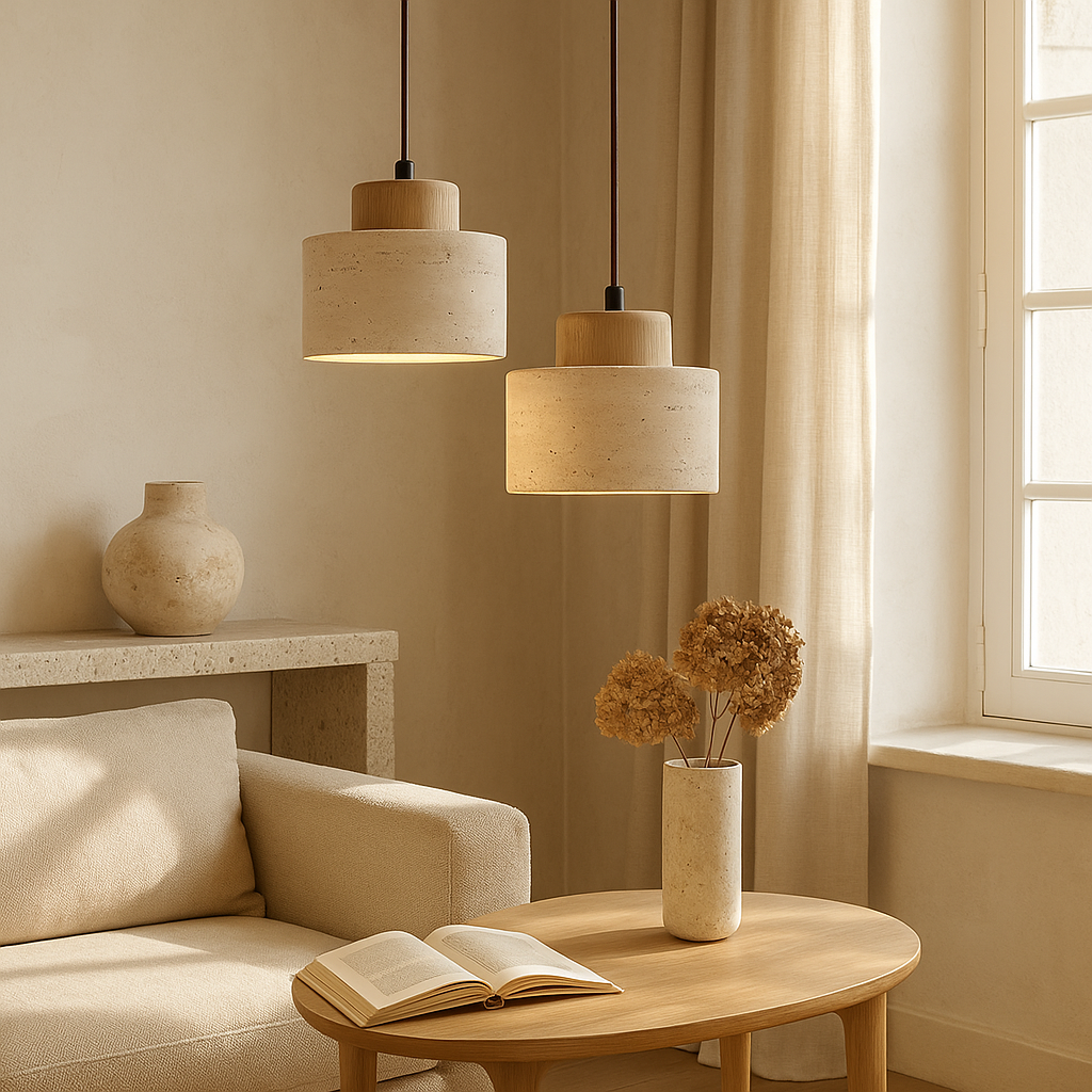 Lampa wisząca z trawertynu