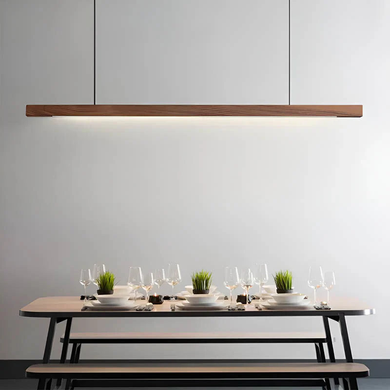 Drewniana liniowa lampa wisząca LED Gindo