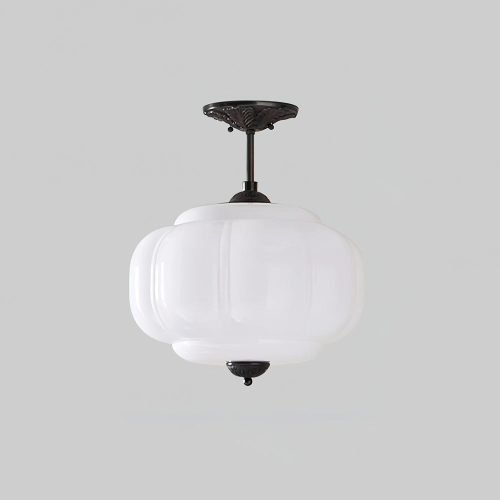 Szklana lampa sufitowa półplafon o zaokrąglonej formie
