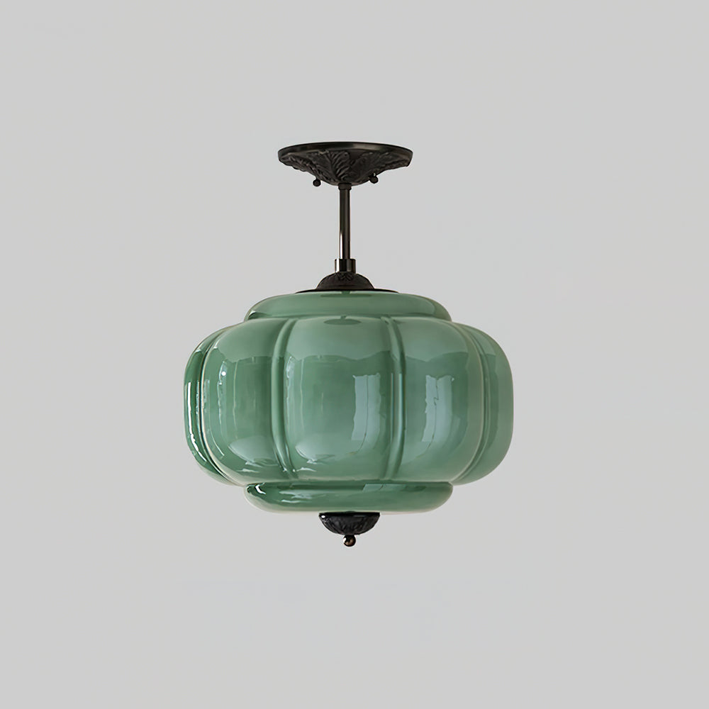 Szklana lampa sufitowa półplafon o zaokrąglonej formie
