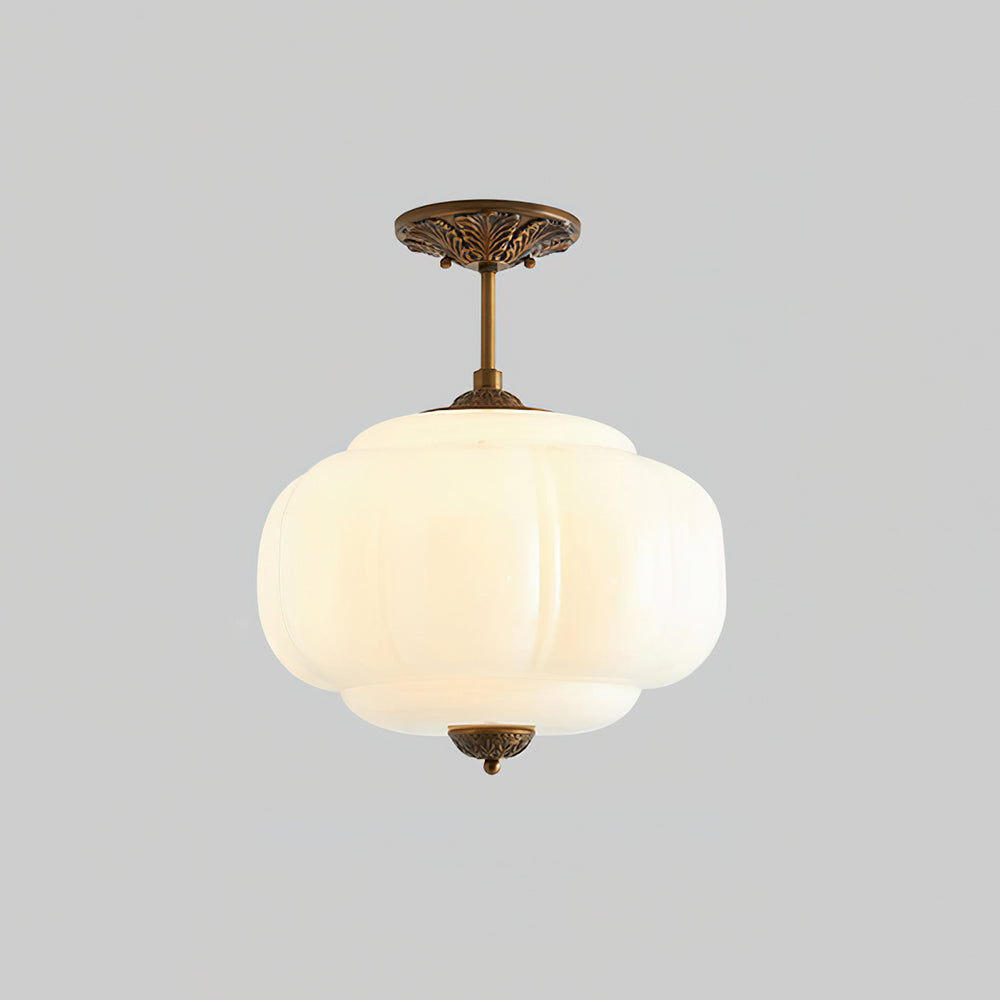 Szklana lampa sufitowa półplafon o zaokrąglonej formie