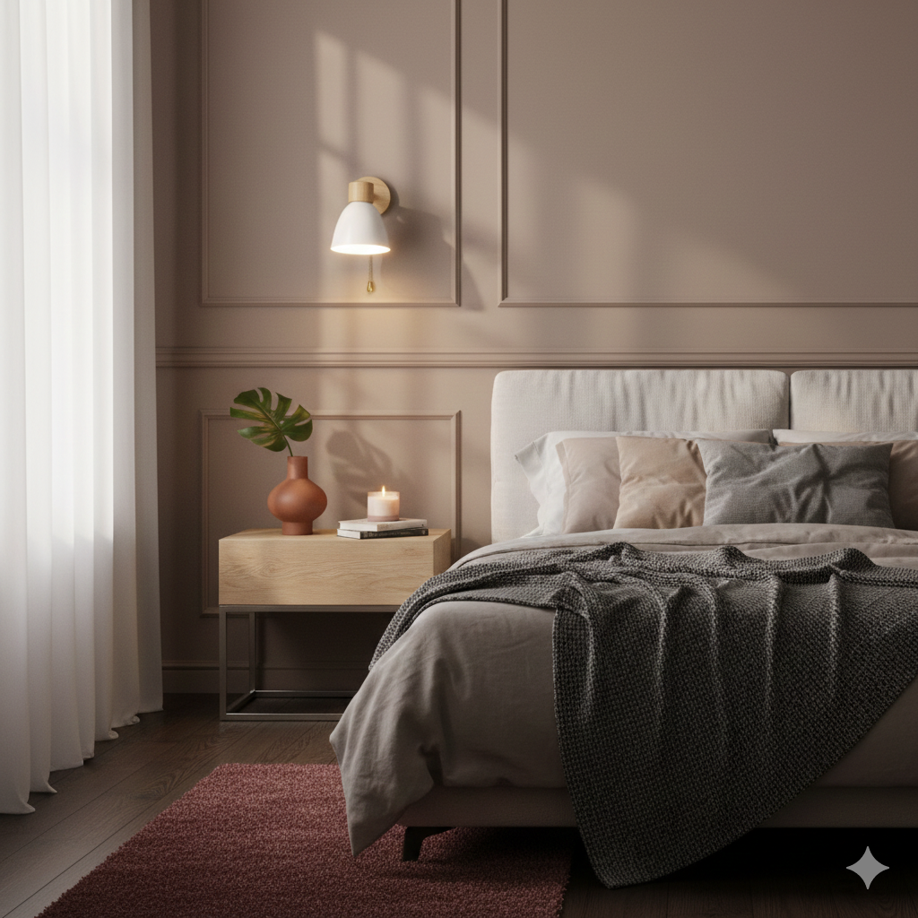 Wandlamp met schuin arm en conische kap
