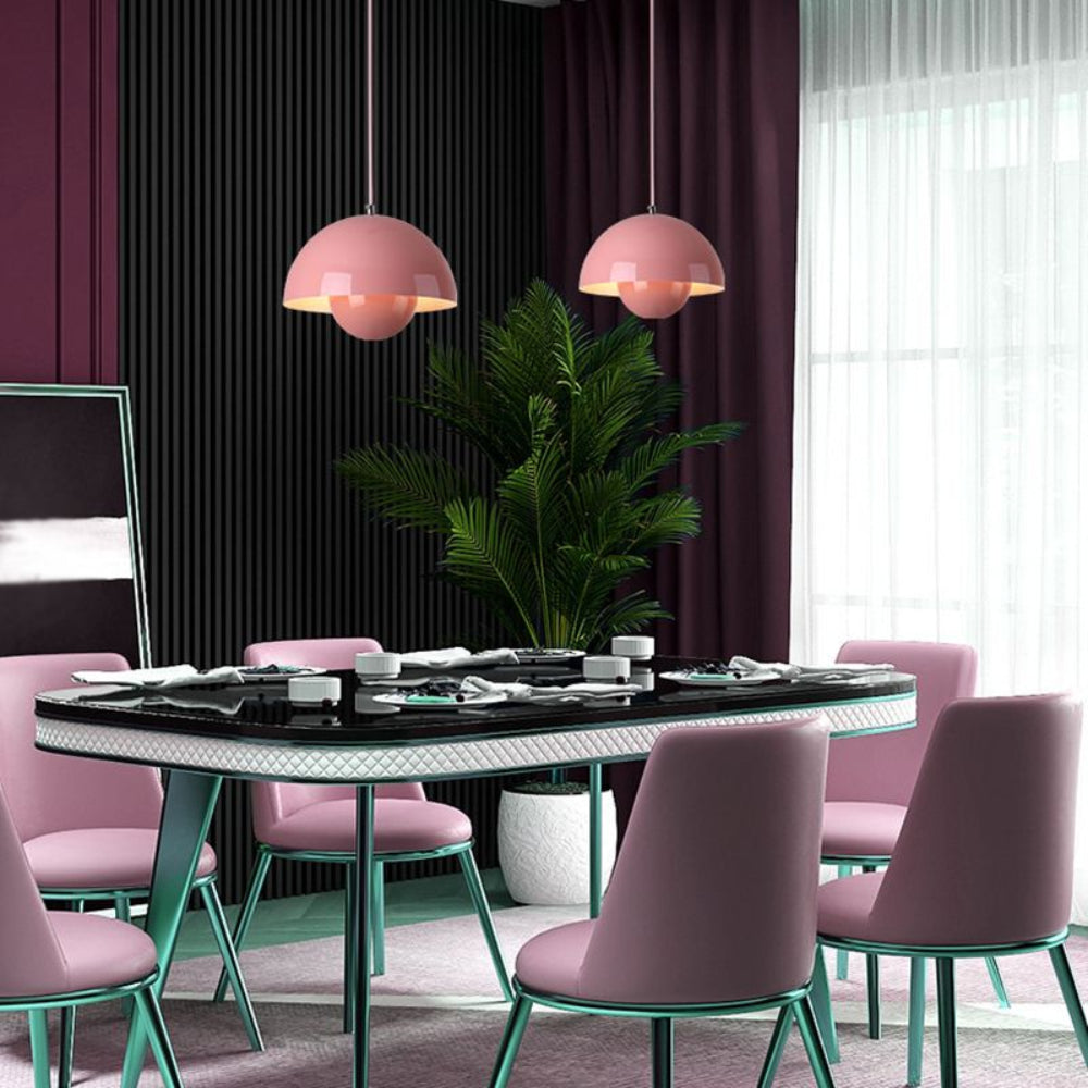 Lustre suspendu minimaliste multicolore en forme de demi-dôme  