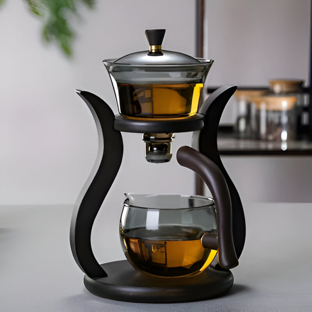 Infuseur à thé en verre avec support en bois