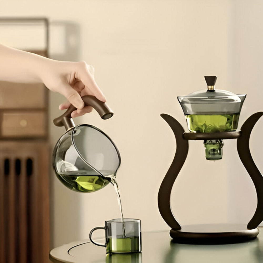 Infuseur à thé en verre avec support en bois