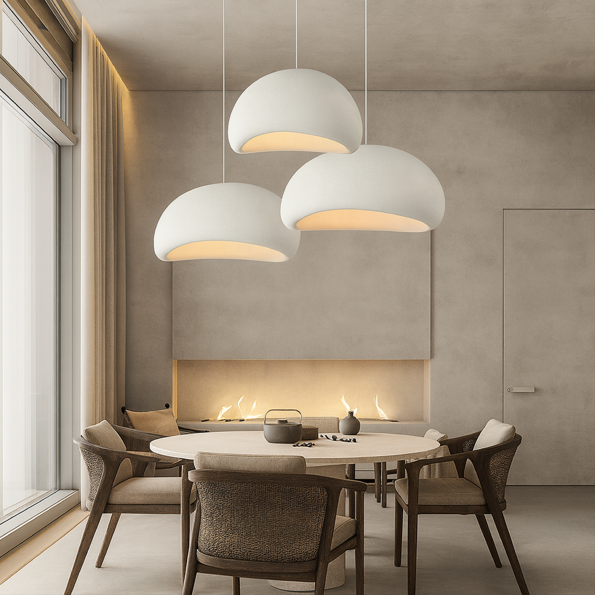 Wisząca Lampa Kopułowa w Stylu Wabi-Sabi