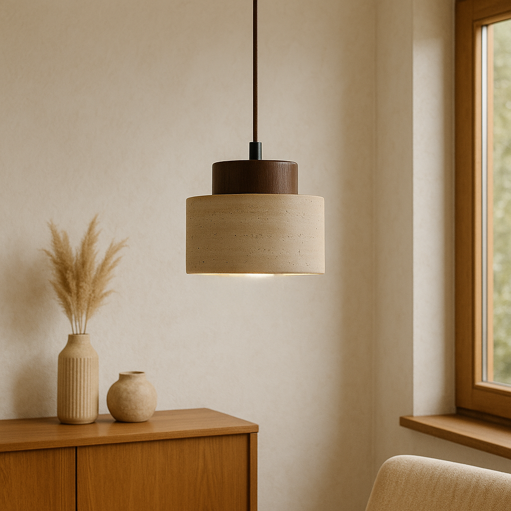 Lampa wisząca z trawertynu