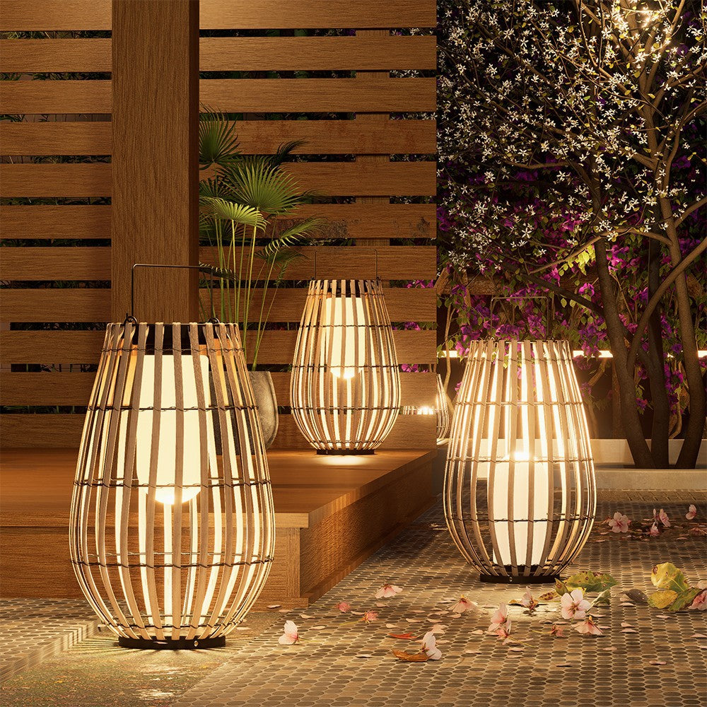 Lampa ogrodowa z rattanu solarnego