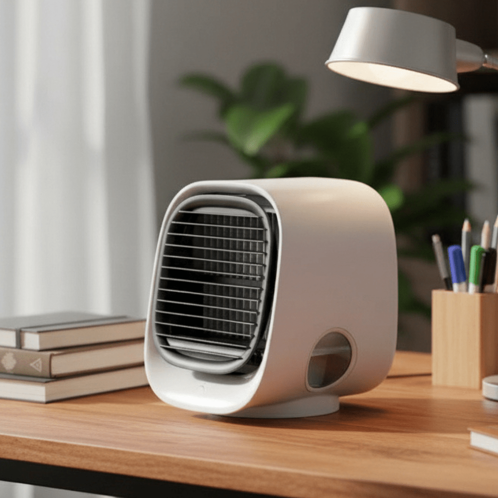 Mini klimatyzator 2-w-1 z nawilżaczem i lampką LED – zasilanie USB