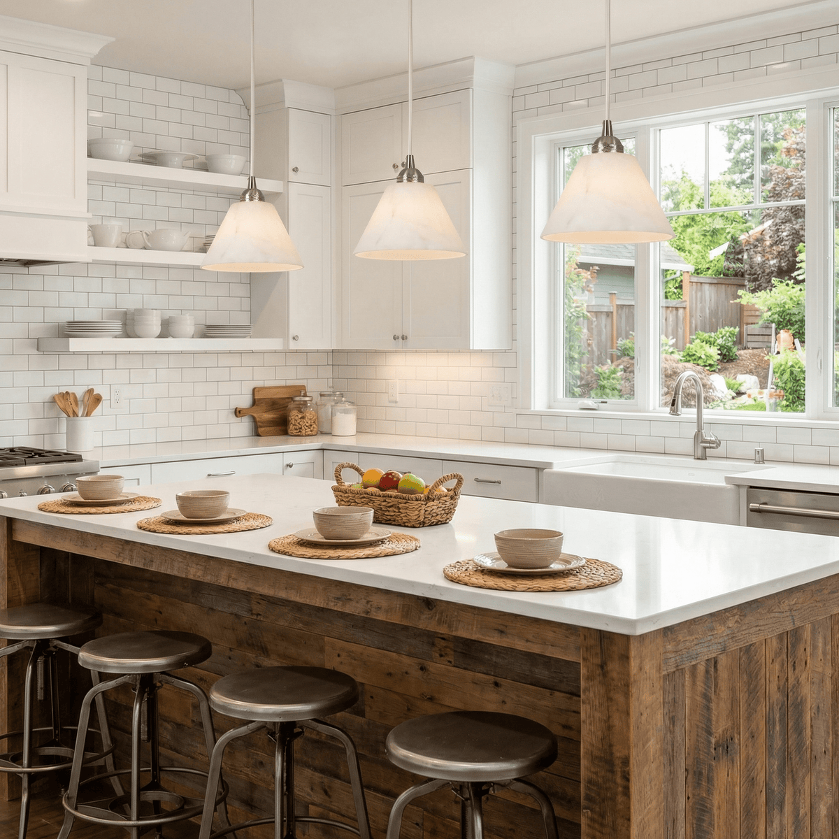 Conische hanglamp voor de hal met messingdetail