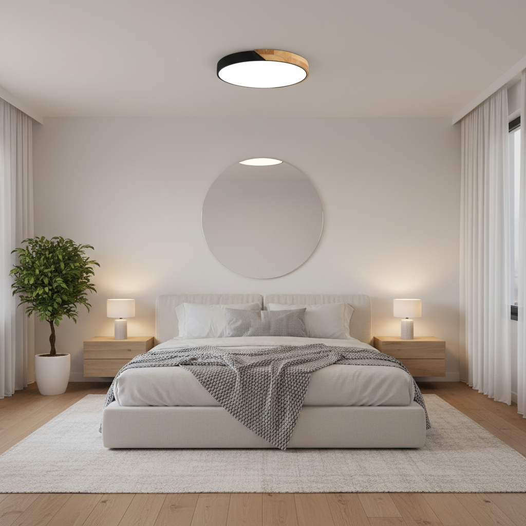 Ronde Japandi-plafondlamp met ledverlichting