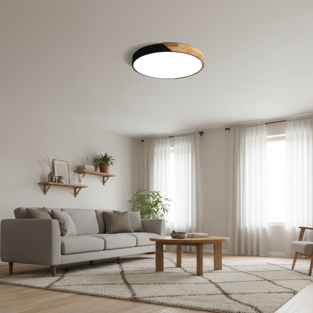 Ronde Japandi-plafondlamp met ledverlichting