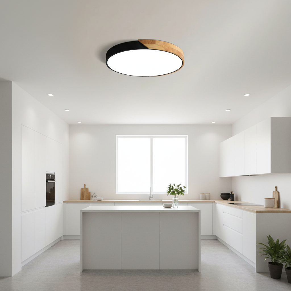 Ronde Japandi-plafondlamp met ledverlichting