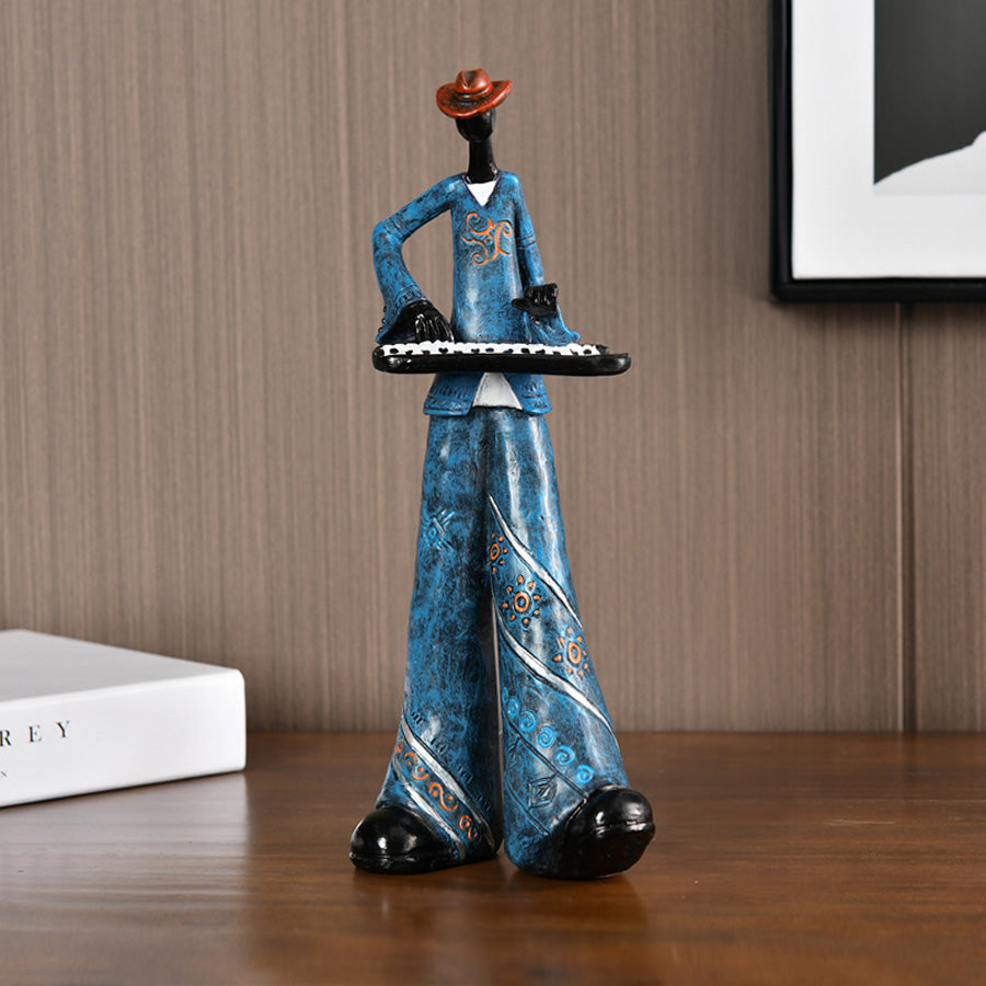 Decorative standing musician figurine made of resin