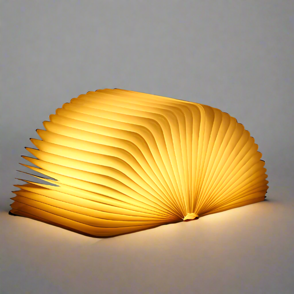 Table lamp shaped like a book with fold-out pages