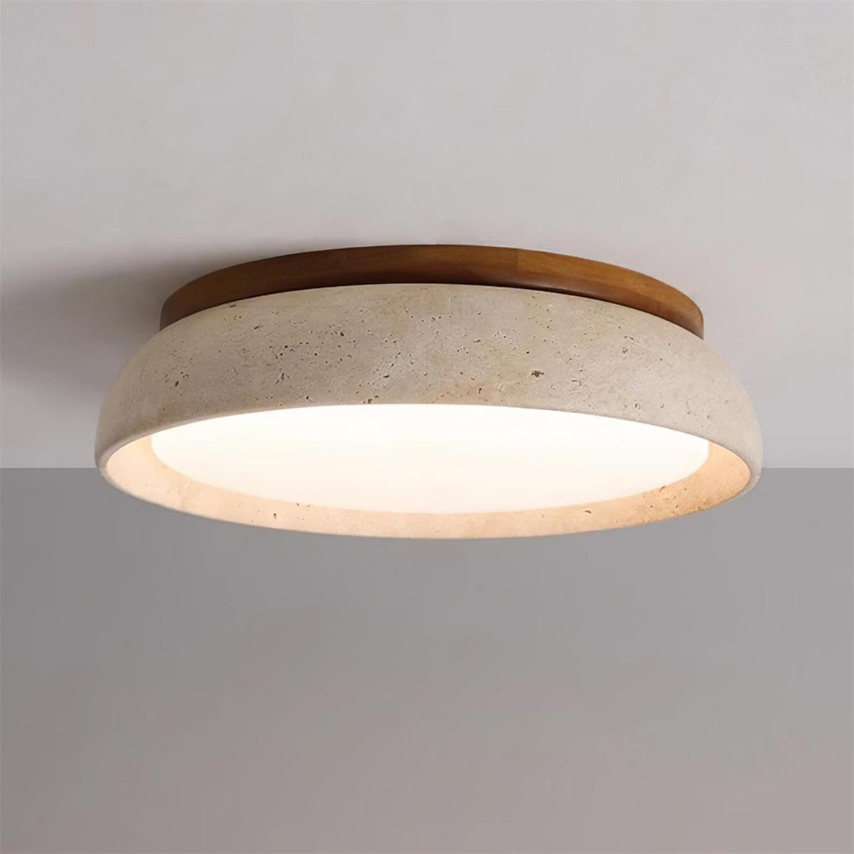 Ceiling lamp made of natural travertine