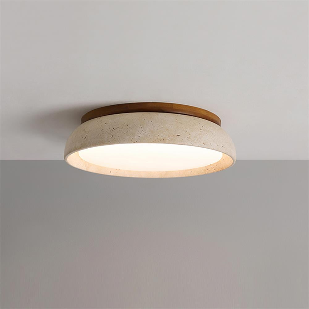 Ceiling lamp made of natural travertine