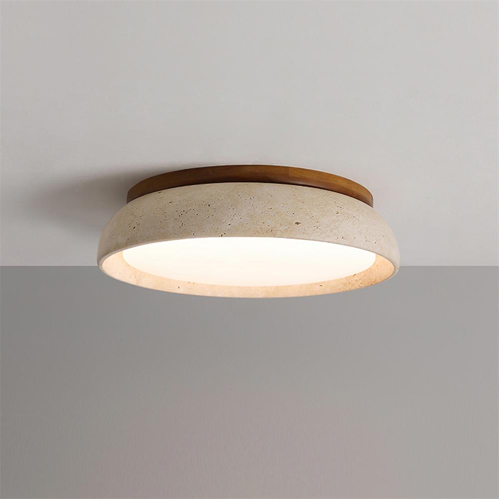 Ceiling lamp made of natural travertine