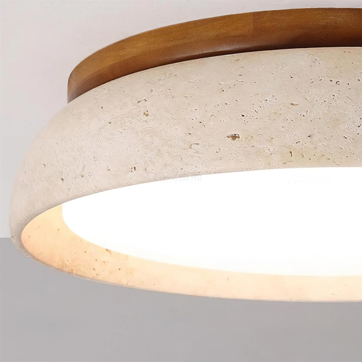 Ceiling lamp made of natural travertine
