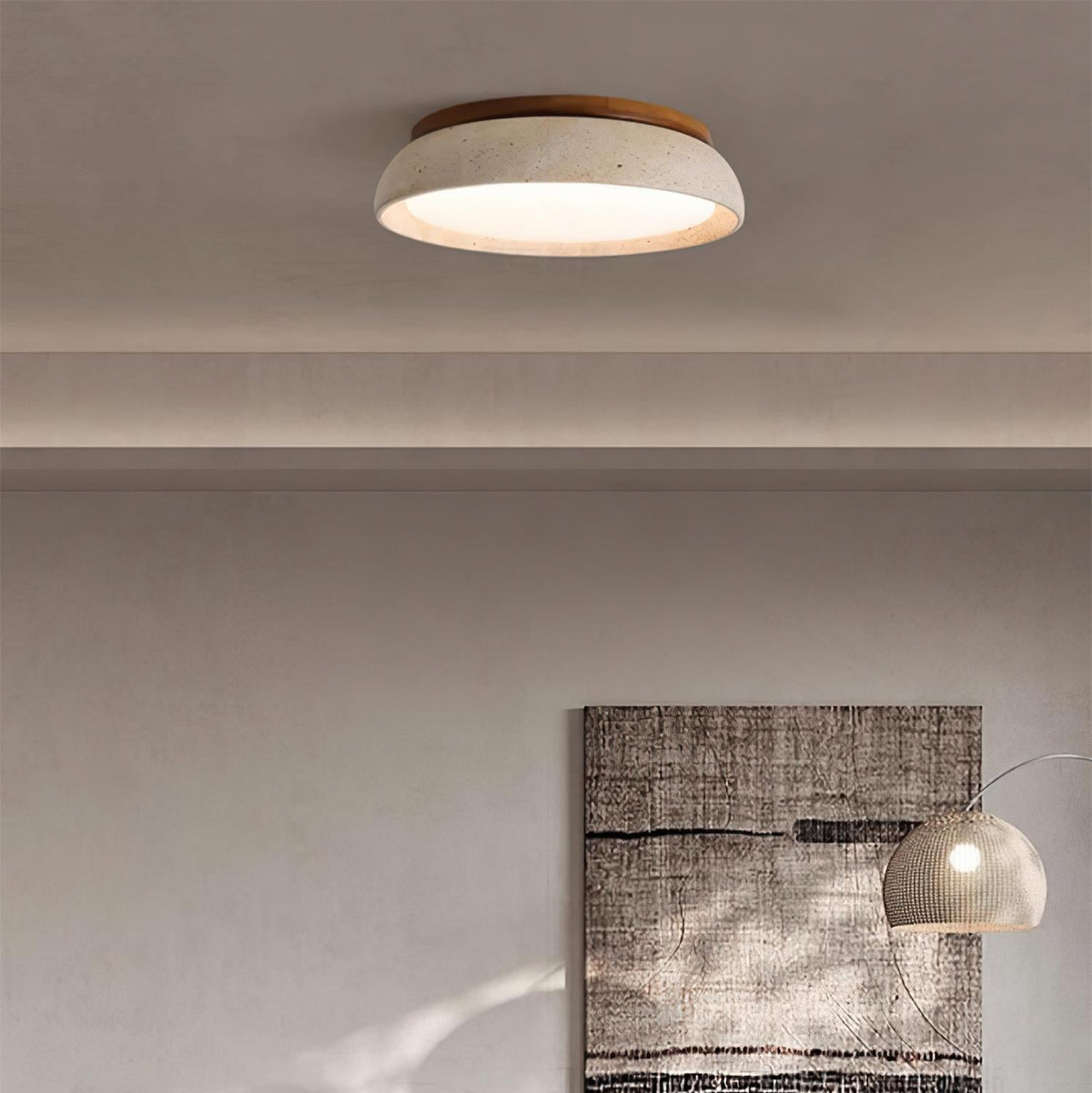 Lampa sufitowa z naturalnego trawertynu