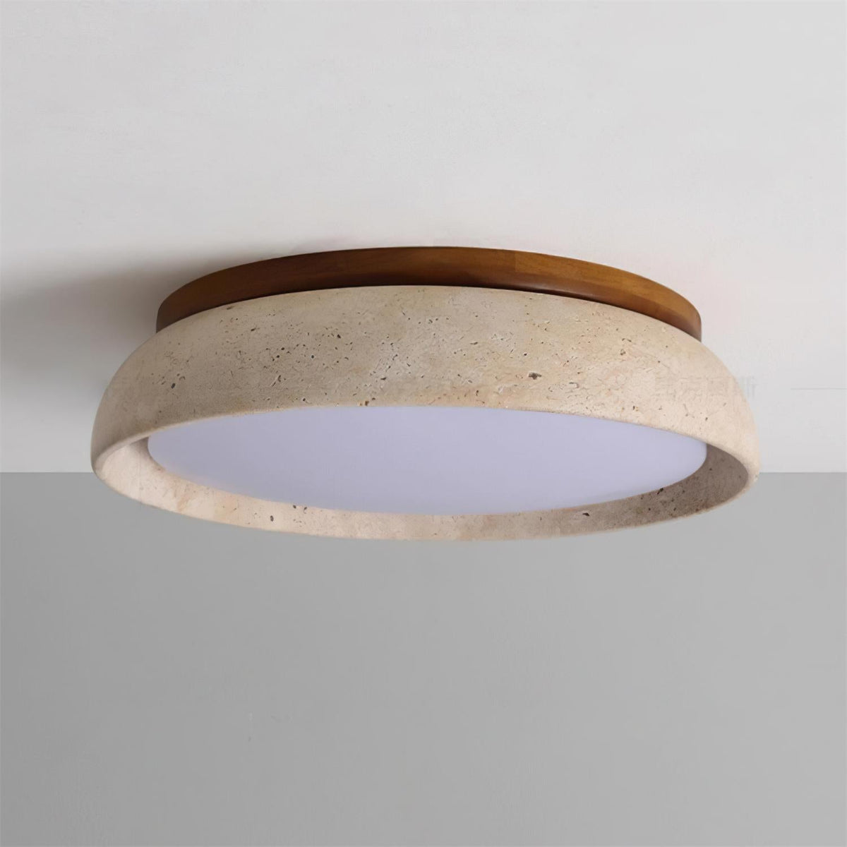 Ceiling lamp made of natural travertine