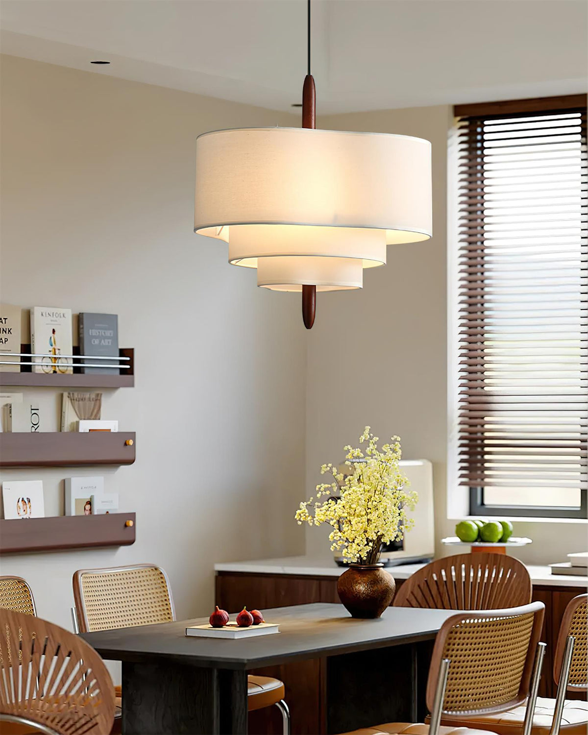 Lampa wisząca z tkaniny warstwowa okrągła
