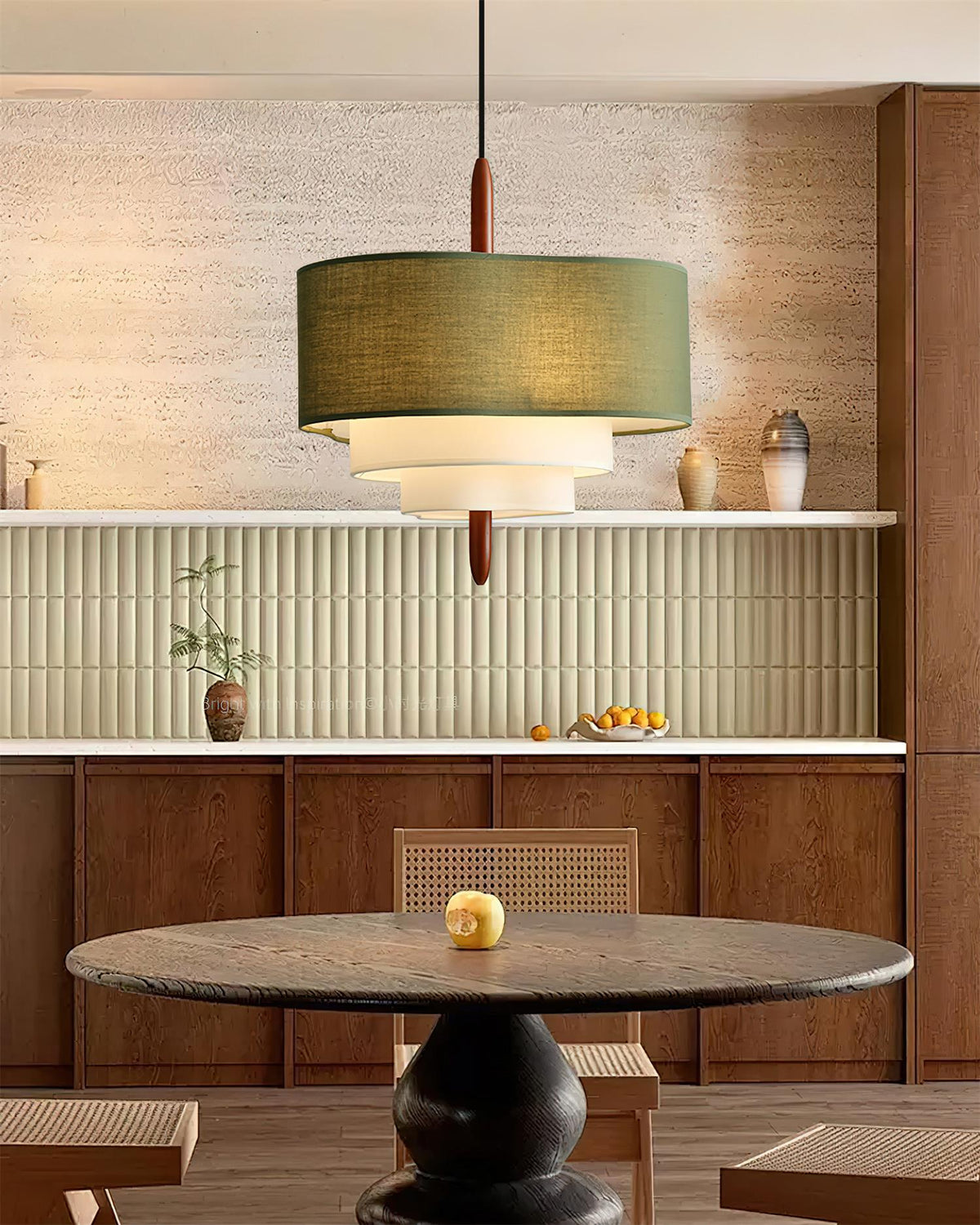 Lampa wisząca z tkaniny warstwowa okrągła