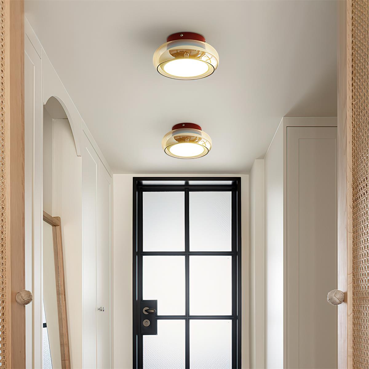 Szklana lampa sufitowa retro do montażu natynkowego