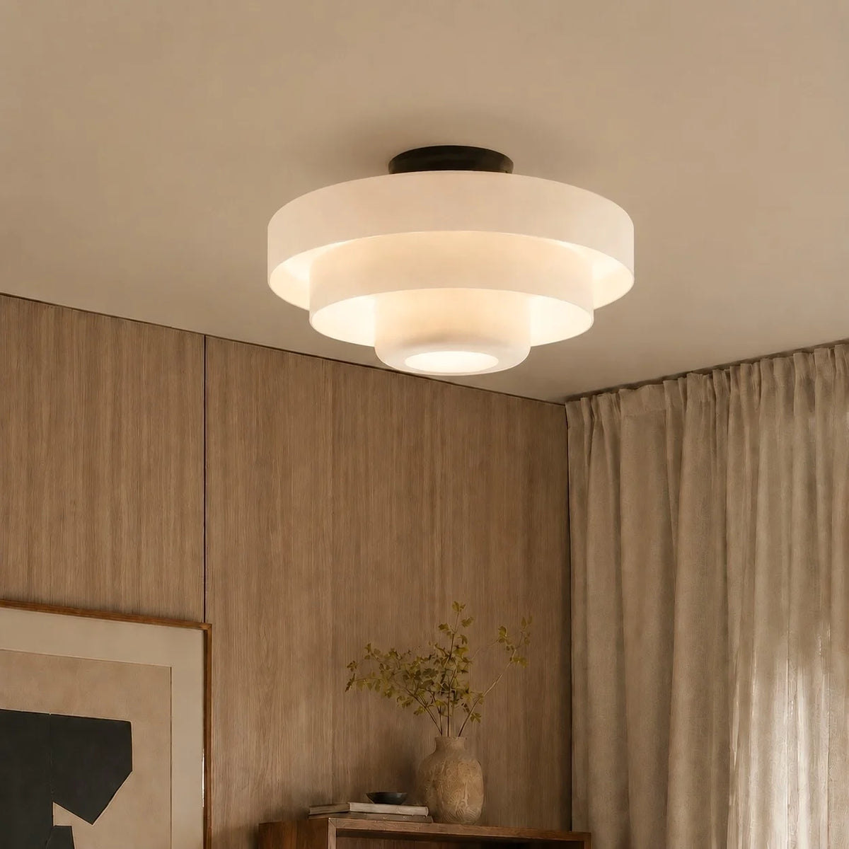 Ronde Bauhaus-plafondlamp voor Japandi-interieurs