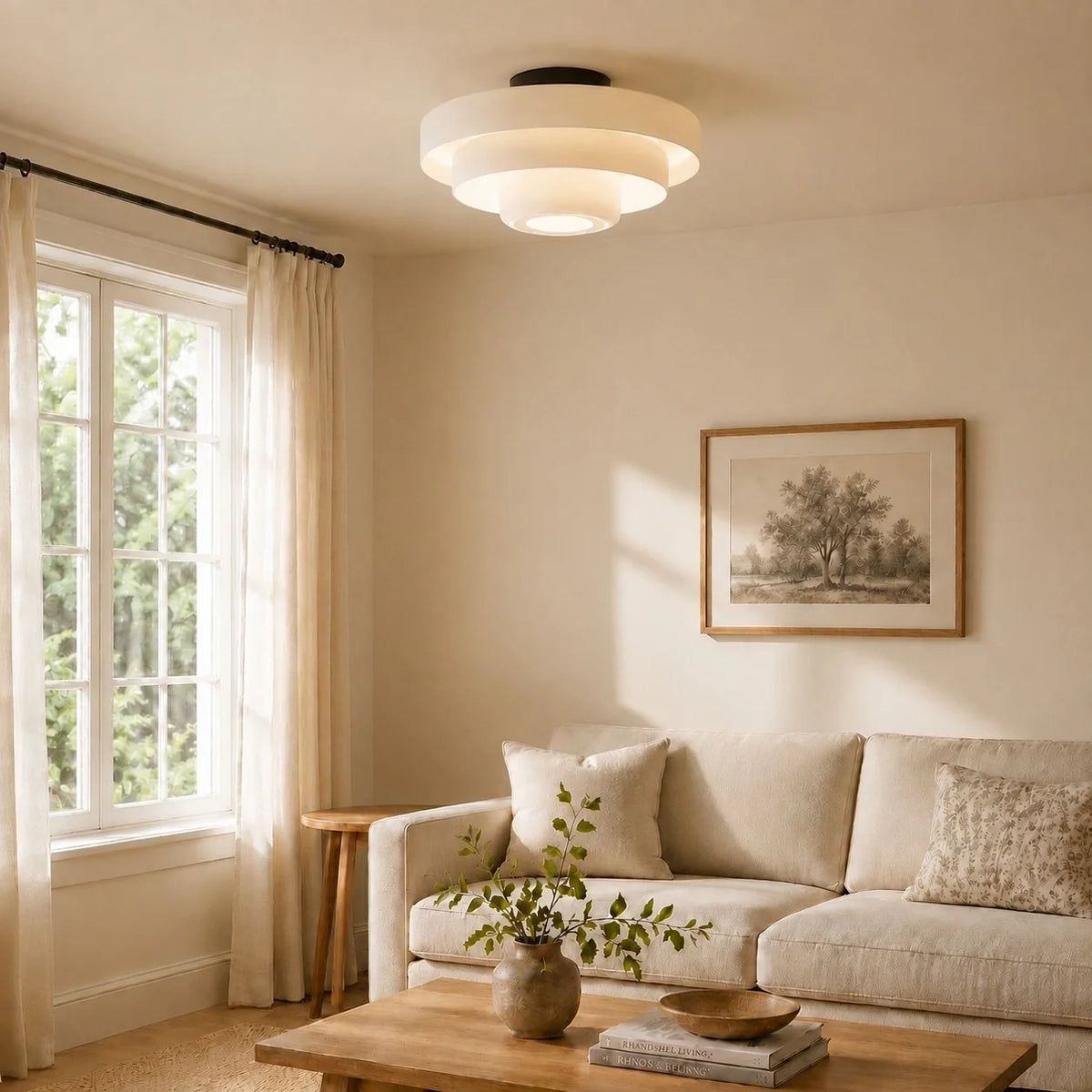 Ronde Bauhaus-plafondlamp voor Japandi-interieurs