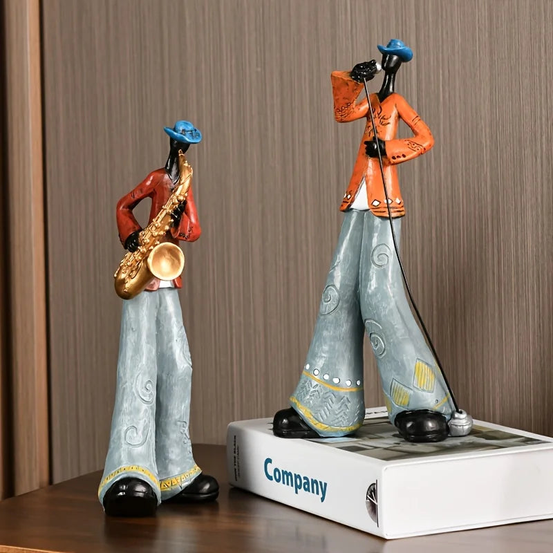 Decorative standing musician figurine made of resin