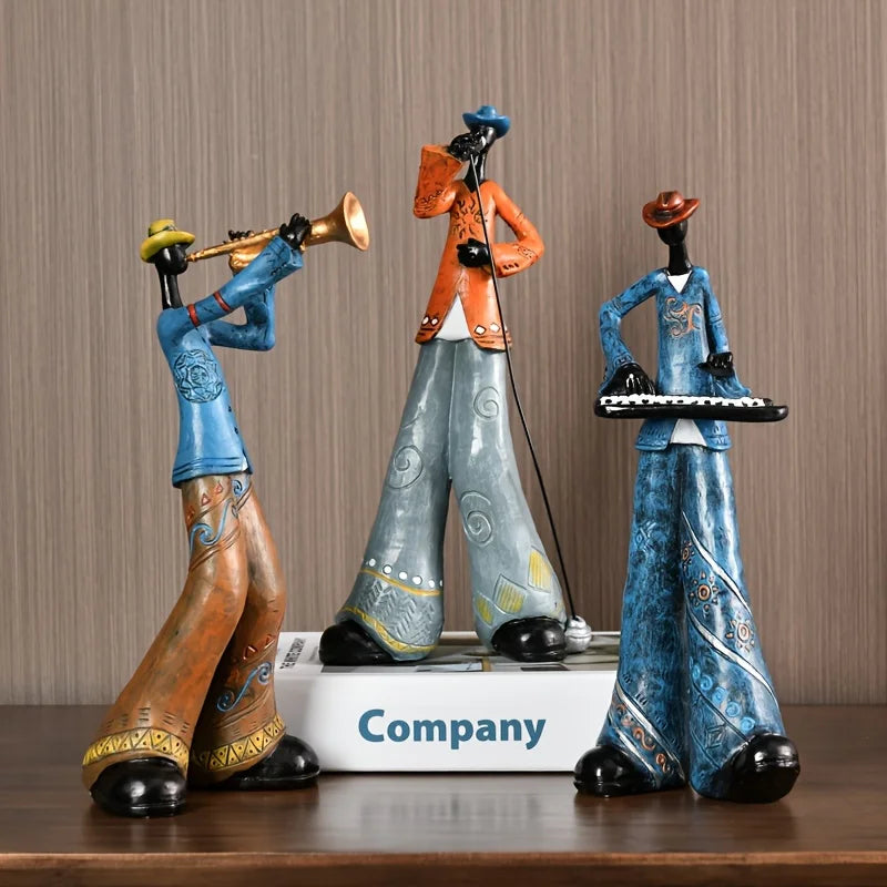 Decorative standing musician figurine made of resin