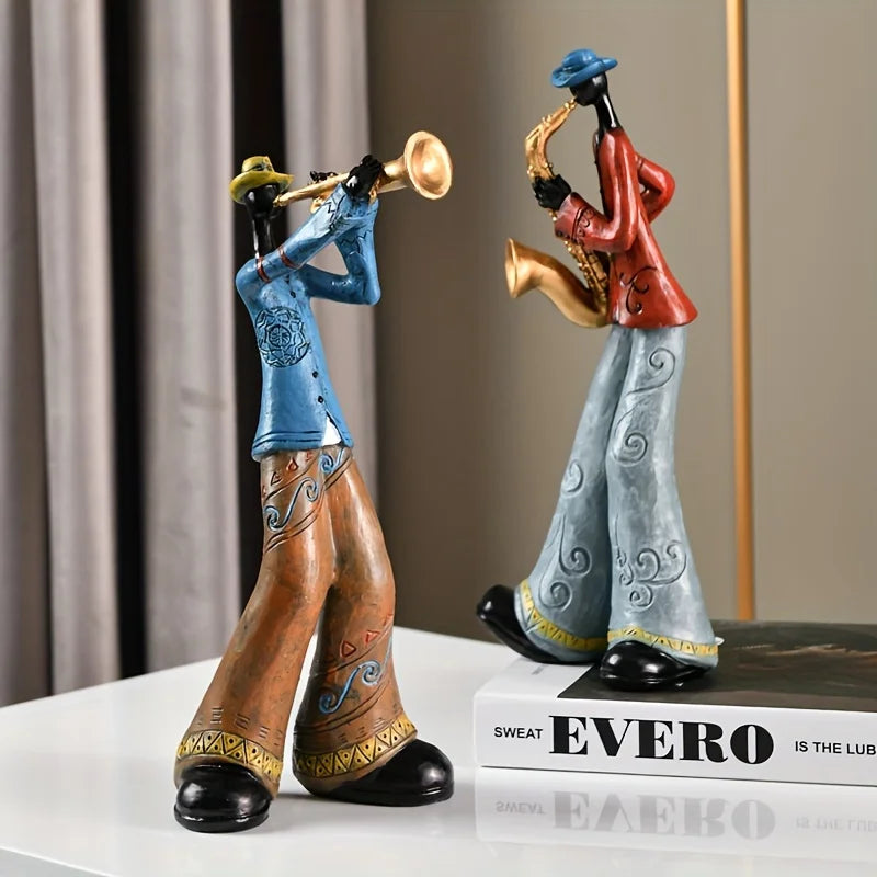 Decorative standing musician figurine made of resin