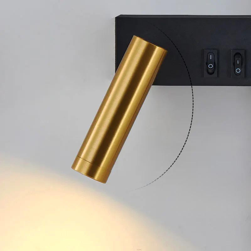 Wandlamp met verticale lat en verstelbare spot