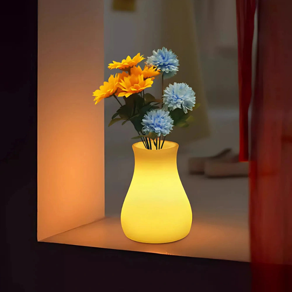 Lampa w kształcie wazonu z gładką podświetlaną powierzchnią