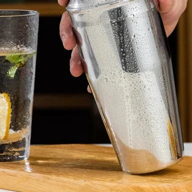 Ensemble d'outils de bar avec shaker et support en bois
