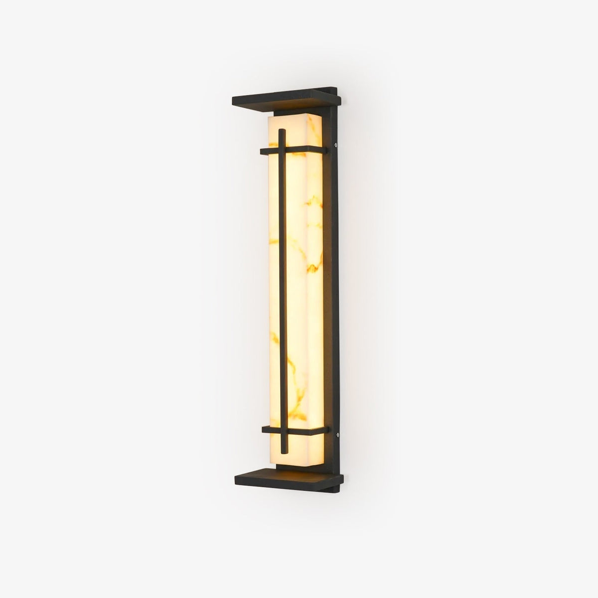Outdoor wall lamp with a vertical rectangular panel