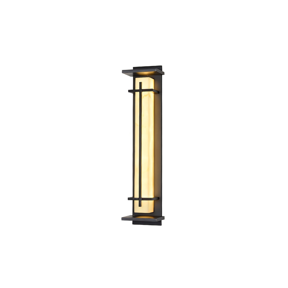 Outdoor wall lamp with a vertical rectangular panel