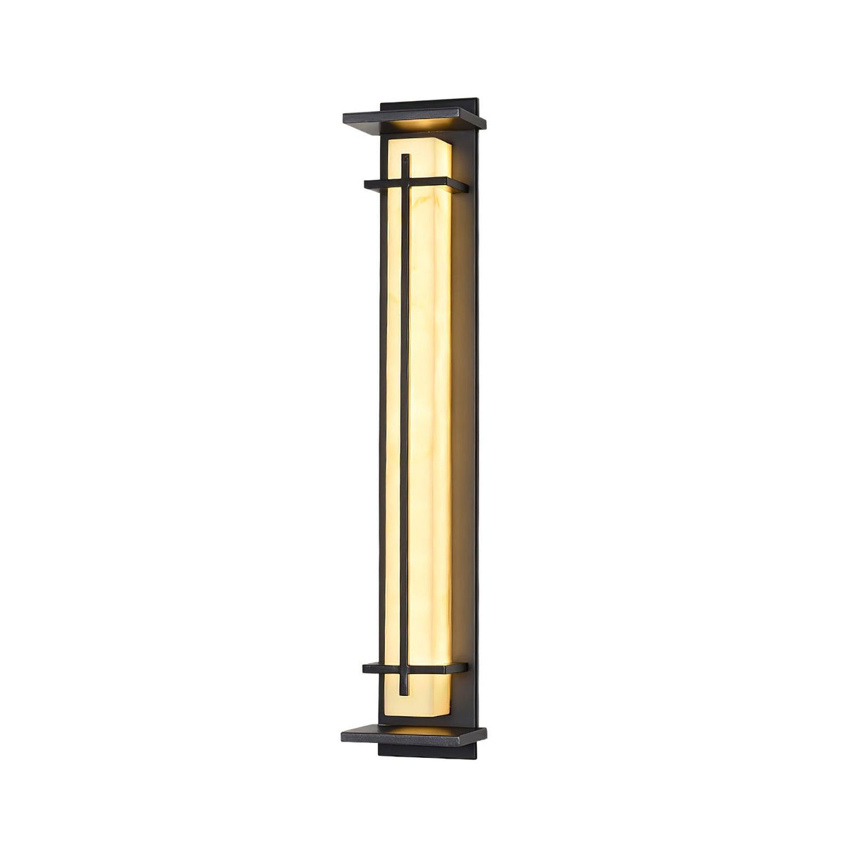 Outdoor wall lamp with a vertical rectangular panel