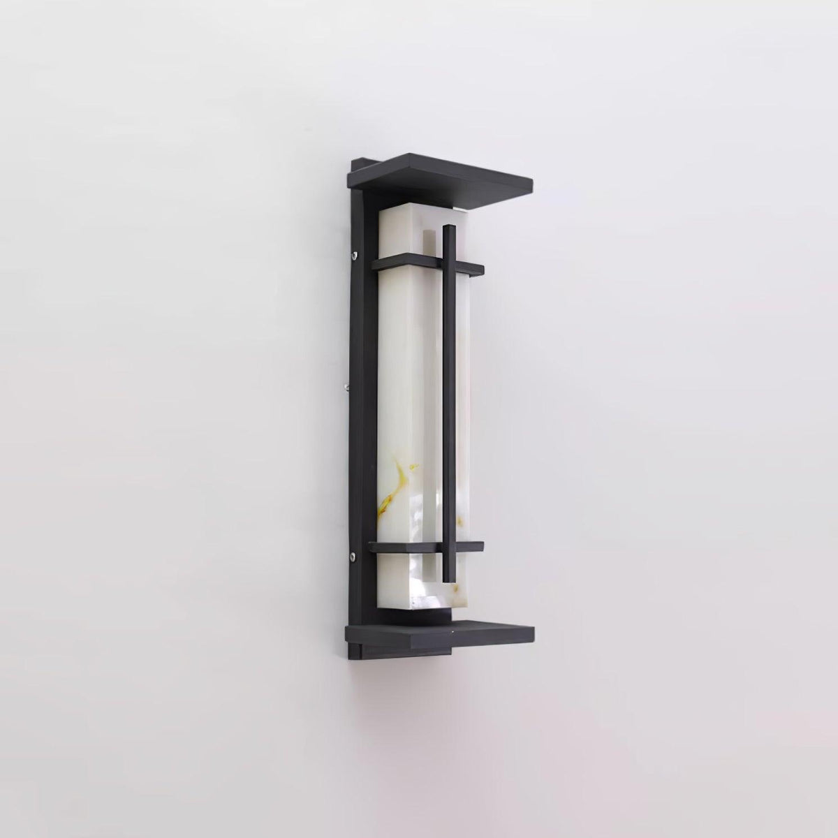 Outdoor wall lamp with a vertical rectangular panel