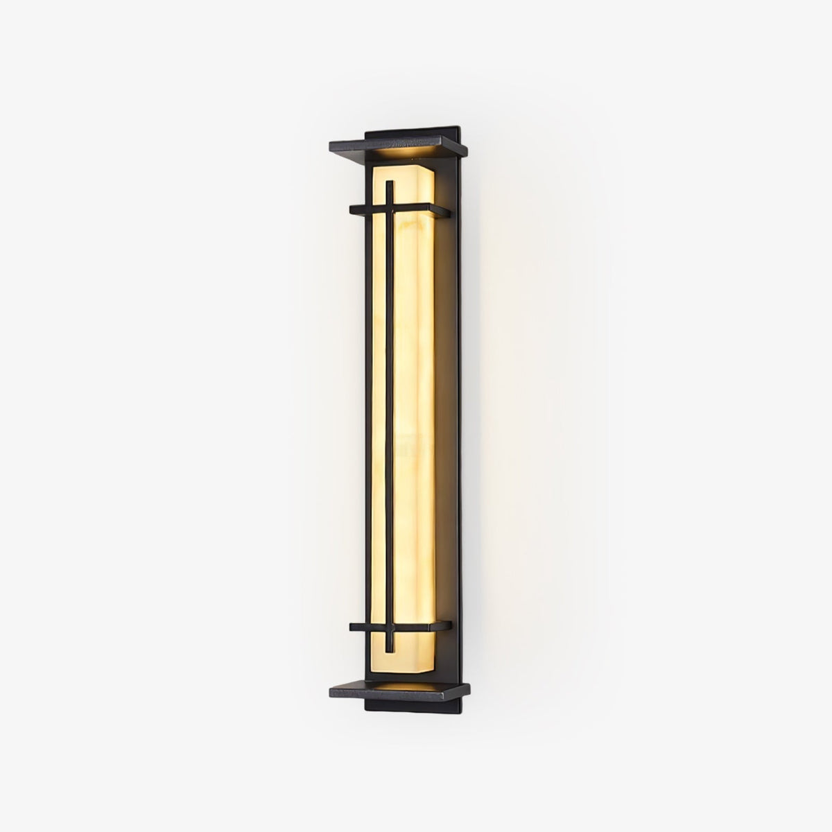 Outdoor wall lamp with a vertical rectangular panel