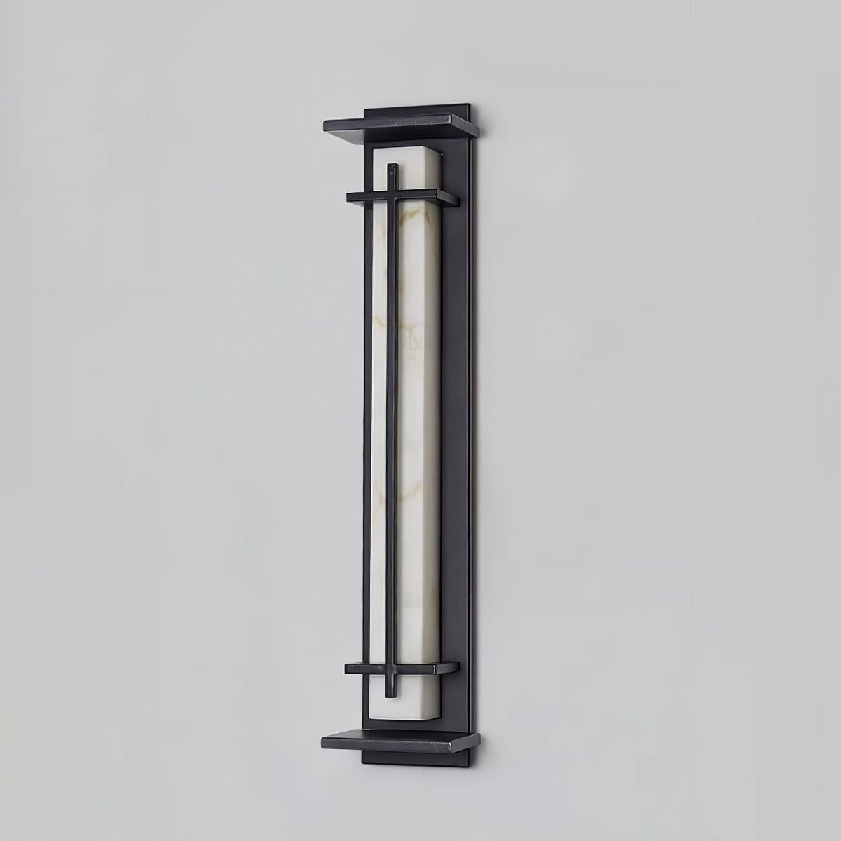 Outdoor wall lamp with a vertical rectangular panel