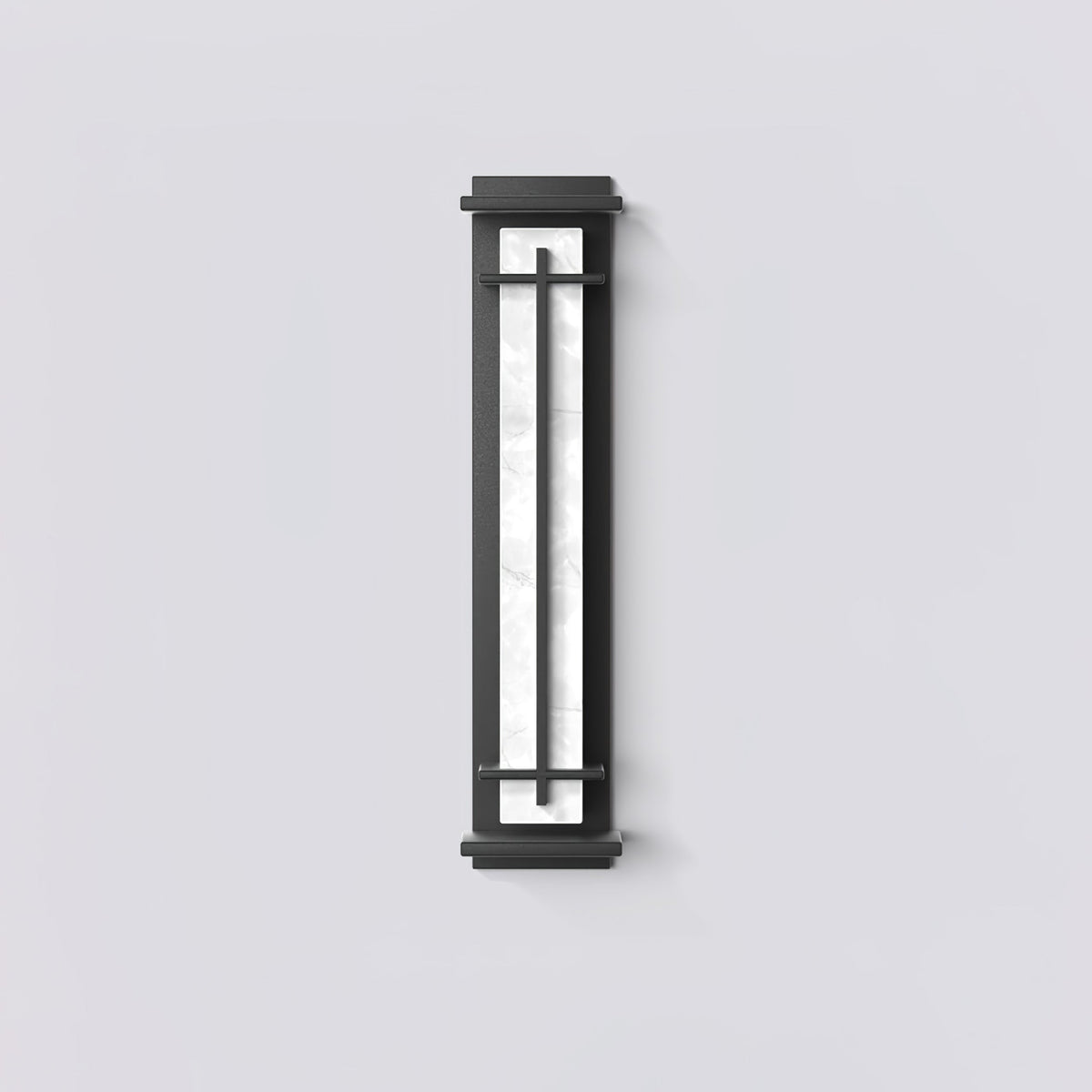 Outdoor wall lamp with a vertical rectangular panel