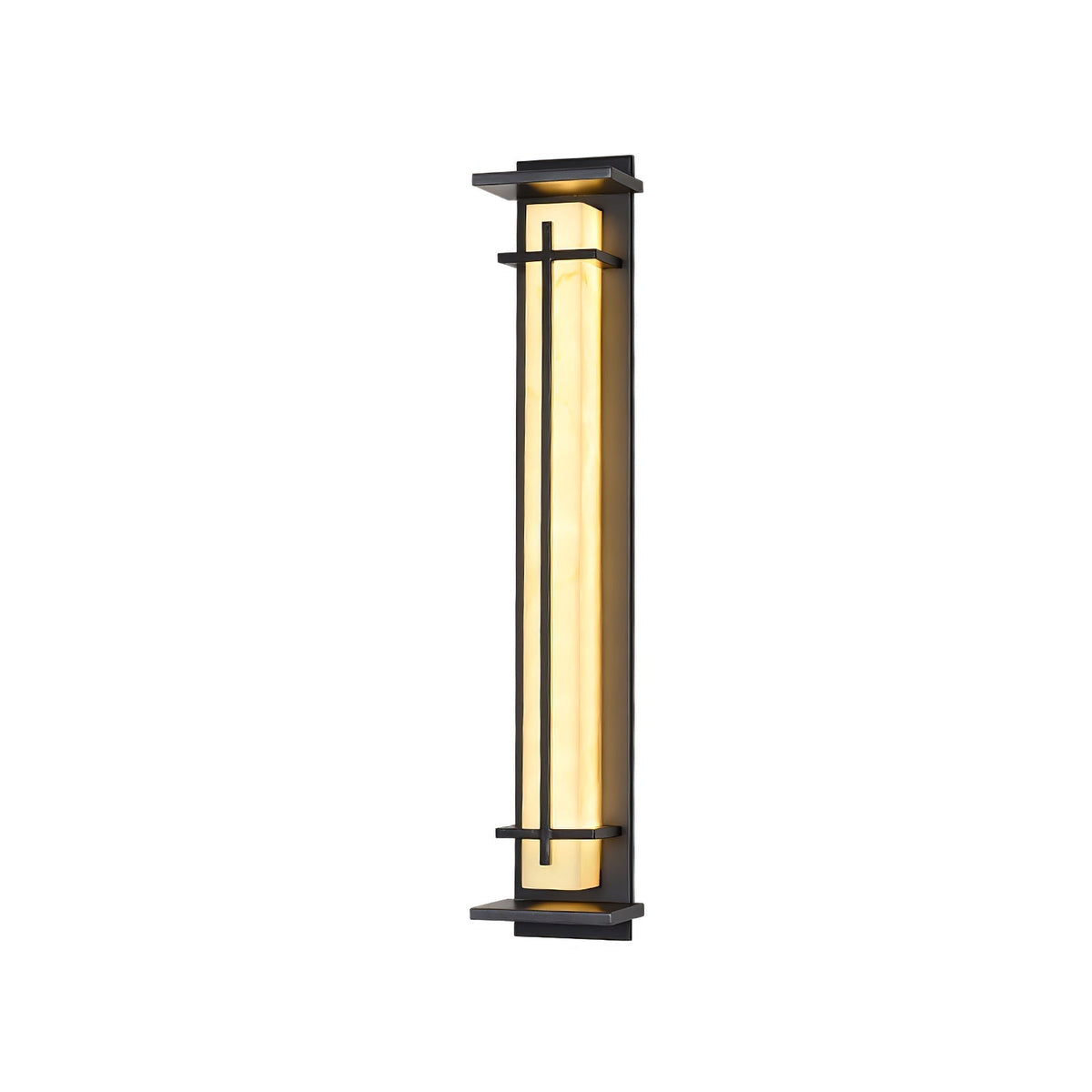 Outdoor wall lamp with a vertical rectangular panel