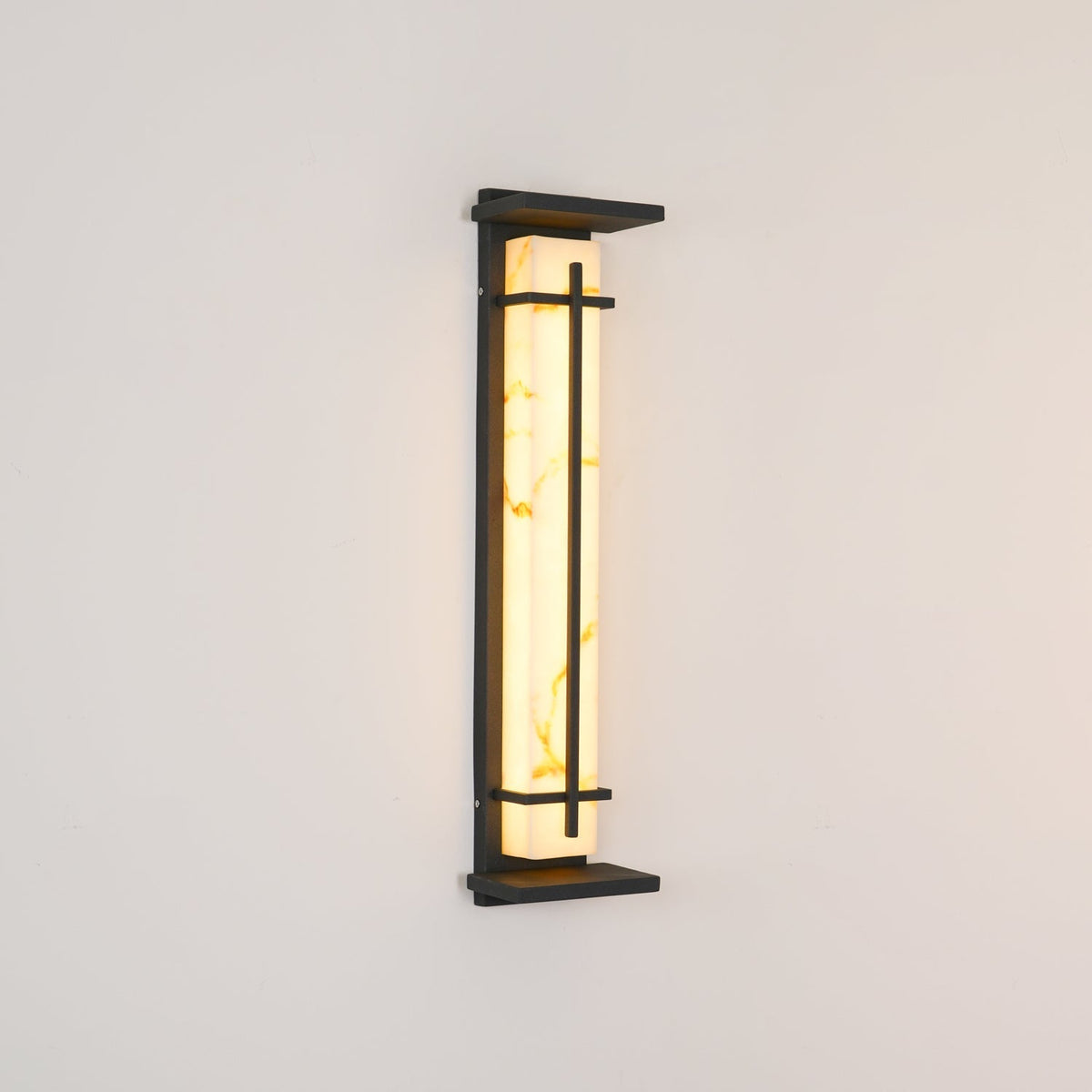 Outdoor wall lamp with a vertical rectangular panel