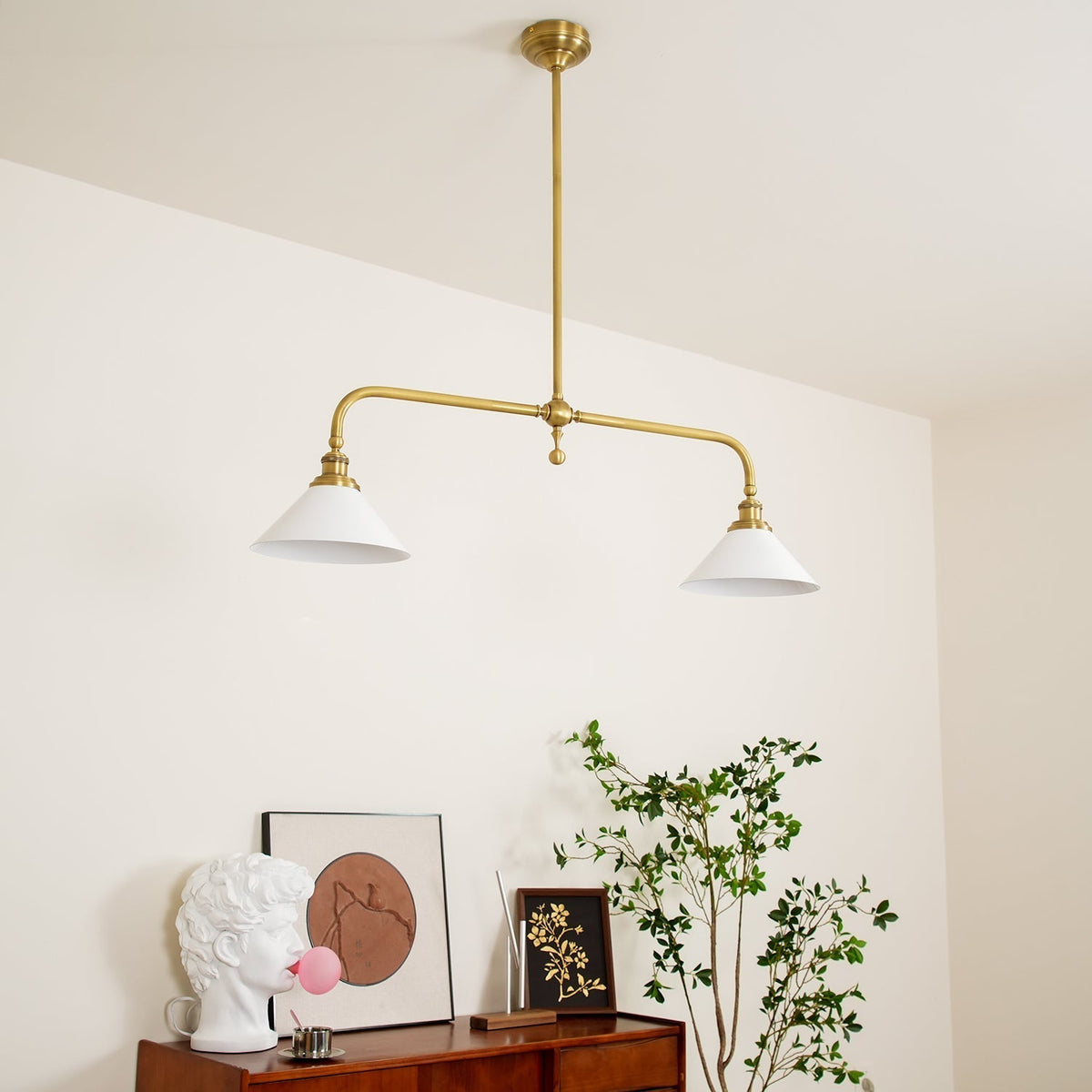 Lampa wisząca z dwoma kloszami metal szkło