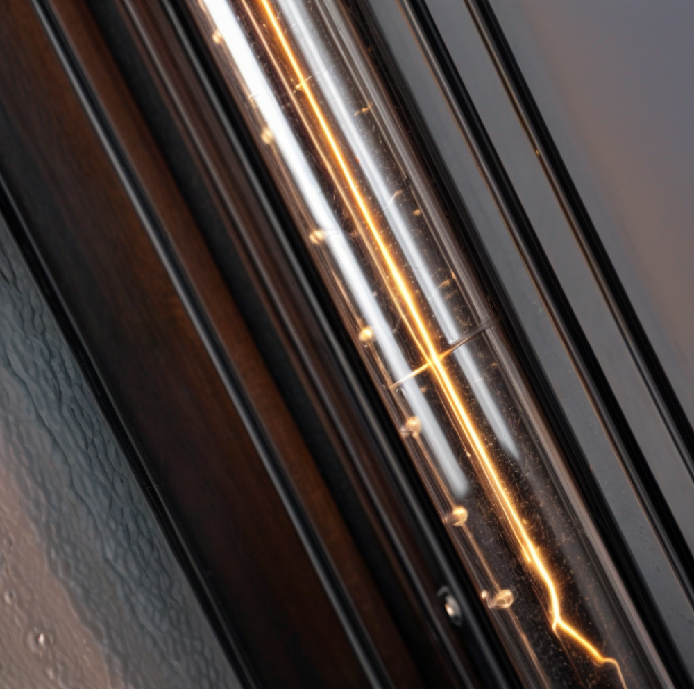 Industriële wandlamp met langwerpige glazen kap